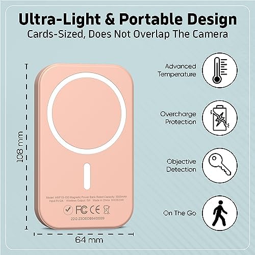 Magnetic 10,000 m Ah Wireless Power Bank for i Phone 15/14/13/12 – Fast Charging Portable Battery Pack with USB-C Cable, Sleek Black Design for Enhanced Compatibility and On-the-Go Convenience