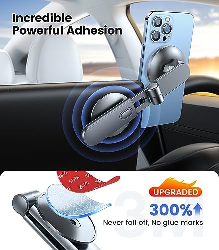 VICSEED Tesla Phone Mount – Ultimate Magnetic Holder for Model 3/Y/Cybertruck – Foldable and Sleek Design for All Phones Including Mag Safe – Secure, Stylish, and Tool-Free Installation for Enhanced Driving Safety and Convenience