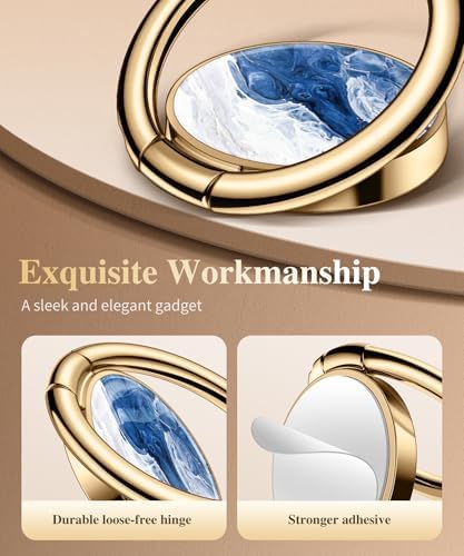 GVIEWIN Stylish Marble Phone Ring Holder with 360° Rotation for Ultimate Grip and Kickstand Functionality – Compatible with i Phone 16 Pro Max, 15 Plus, 14, 13, 12 Series & Galaxy S25/S24 Ultra – Elegant Flowing Sakura Design for Enhanced Safety and Usability