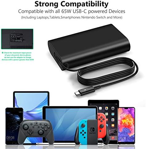 High-Speed 65 W USB-C Laptop Charger for Dell Vostro, XPS, and Latitude Series – Ultimate Compatibility with Enhanced Power Delivery for Efficient Charging and Seamless Connectivity – CE/FCC Certified Adapter for Optimal Performance and Reliability