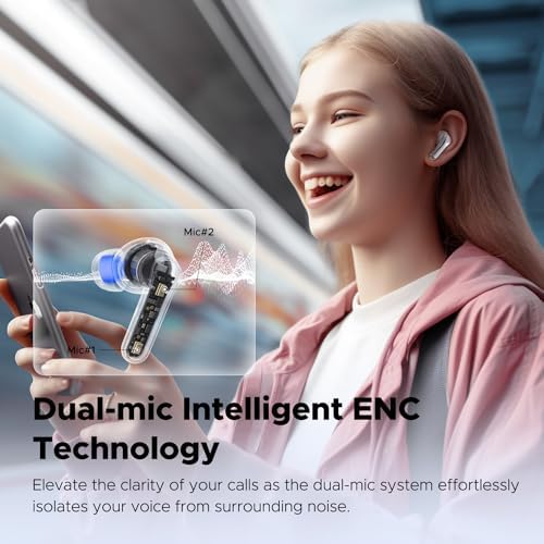Affordable Sound PEATS Clear Wireless Earbuds – Bluetooth 5.3 Headphones with 12 mm Drivers for Deep Bass, Enhanced Call Clarity with Dual Mic and ENC, Gaming Mode for Low Latency, 40-Hour Playtime, IPX4 Water Resistance, Custom EQ via App for Tailored Audio Experience