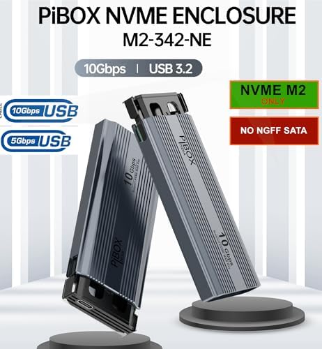 High-Speed Pibox India NVMe M2 Enclosure with Fan – USB 3.2 10 Gbps Tool-Free SSD Adapter for 2230/2242/2260/2280 M & B&M Keys – PCI-E NVMe Reader with Enhanced RTL9210 Performance and Heat Dissipation Solutions
