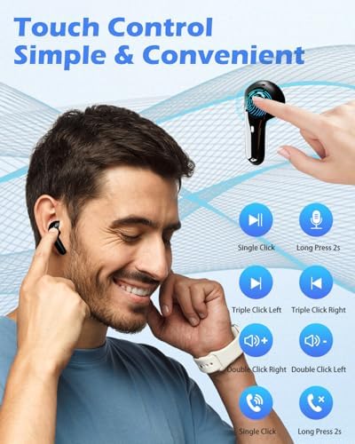 Premium True Wireless Earbuds with Advanced Noise Cancellation and Rich Deep Bass – Unmatched Audio Performance for i Phone & Android Users, Featuring Hands-Free Microphone and Intelligent Battery Monitoring for Ultimate On-the-Go Listening Experience