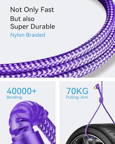 MRGLAS 3.2 A USB-C Charger Cable Pack – Versatile 4-Pack with Right Angle Design (10 FT, 6.6 FT, 3.3 FT, 1.6 FT) for Fast Charging i Phone 16/15, Samsung S10/S9, LG Smartphones – Durable Braided USB A to Type C Cords for Enhanced Performance and Compatibility