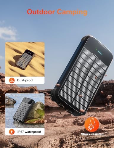 Ultimate 40000 m Ah Solar Power Bank – All-in-One Charging Solution with 20 W Fast Charge, Built-in 4 Cables, and Dual LED Flashlights for Outdoor Essentials – Waterproof, Durable Design for Universal Device Compatibility and Emergency Preparedness