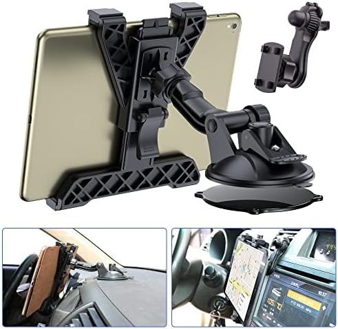 OHLPRO 360° Adjustable Tablet Holder for Car – Versatile Suction Cup Mount for 7″-13″ i Pad and Tablets – Sturdy Arm Clip for Optimal Viewing – Enhanced Compatibility for Windshield & Truck Vent Use – Perfect for Navigation & Entertainment During Road Trips – Durable and Easy to Clean Design