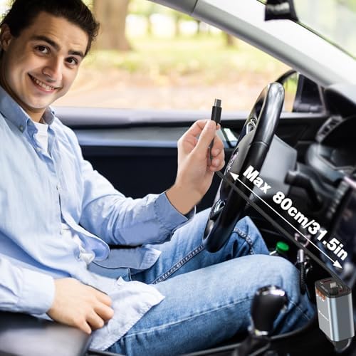 Paiholy 66 W 4-in-1 Retractable Car Charger – Dual USB Fast Charging Station with Dual i Phone Cables for i Phone 14/13/12/11 Pro Max/XS MAX and i Pad – Real-Time Voltage Display, Compact Design for Effortless Travel Convenience