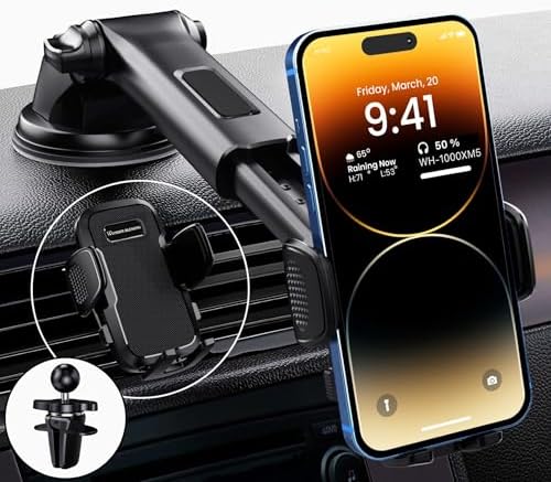 Ultimate 360-Degree Adjustable Car Phone Holder – Hands-Free Mobile Mount for Android/i Phone – Washable, Reusable & Compatible with All Devices – Ensures Safety & Convenience on the Road