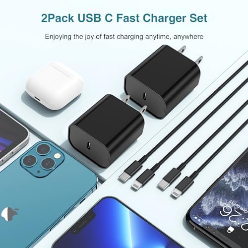 MFi Certified 20 W USB-C to Lightning Fast Charger for i Phone 14/13/12 – 6 FT Durable Cable & Power Delivery Block in Stylish Blue – Ultimate Solution for Rapid Charging of All Apple Devices Including i Pad Pro, XS, XR, 8 Plus – Optimized for Reliability and Speed