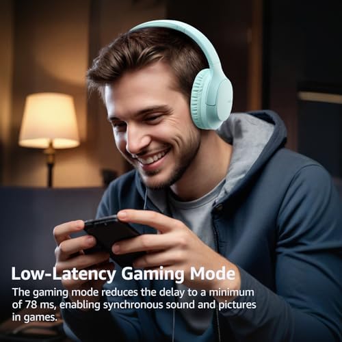 TOZO Bluetooth 5.4 Over-Ear Headphones – Unmatched 70-Hour Playtime, Tailored EQ for Personalized Audio Experience, Rich Deep Bass for Immersive Sound, Travel-Friendly Foldable Design, Integrated Microphone for Clear Voice Calls & Ultra-Low Latency for Flawless Streaming – Advanced Noise Cancellation & Broad Compatibility Options