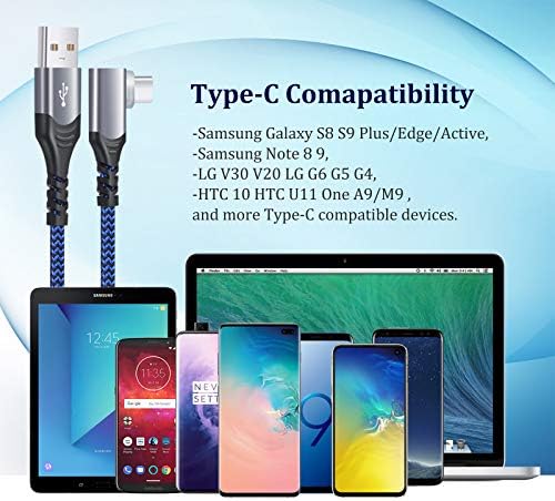 Experience Effortless Charging with Excgood 10 ft Right Angle USB Type C Cable – 4-Pack of Vibrant Colors for Ultimate Versatility with Fast Charging for i Phone 16/15, Galaxy S24/S23/A15/A03 s/S10/S9/S8/Note, and Pixel Devices – Perfect for Gaming and Streaming