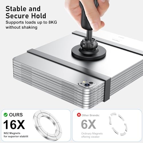 Heavy-Duty Magnetic Aluminum Tablet Mount for Trucks and Vehicles – Versatile Dashboard or Wall Holder for i Pads, Phones, and More (Fits 4.7″-12.9″) – RAM B Size 1″ Ball for Effortless Positioning – Ideal for Mobile Professionals and Travelers