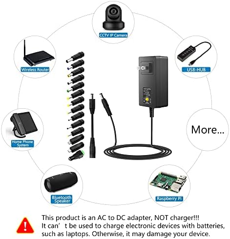 Versatile 30 W SHNITPWR Adjustable AC/DC Power Adapter with USB Output – Multi-Tip Power Supply for Universal Device Compatibility, Featuring 14 Interchangeable Tips and 3 V-12 V Voltage Range for Efficient Charging and Enhanced Device Longevity