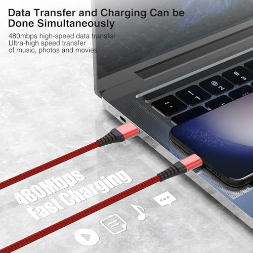 High-Speed Braided USB A to Type C Charger Cable Set – 5 Pack of 6 ft Fast Charging Cables for Samsung Galaxy S Series, Note Series, and Moto G Series – Durable Dark Gray Design for Maximum Flexibility and Compatibility