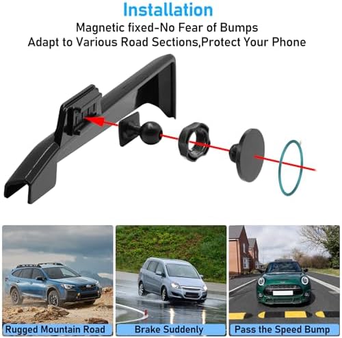 Magnetic Phone Holder Mount for Mazda CX5 (2021-2024) – 360° Rotating Anti-Shake Cradle with Built-in Organizer for 10.25″ Touchscreen – Sleek Black Design for Optimal Accessibility and Safety
