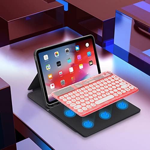 Ultra-Slim Universal Wireless Bluetooth Keyboard for i Pad, i Phone & Tablets – Multi-Device, Backlit Mini Design with 7-Color Options, Rechargeable & Portable for On-the-Go Efficiency
