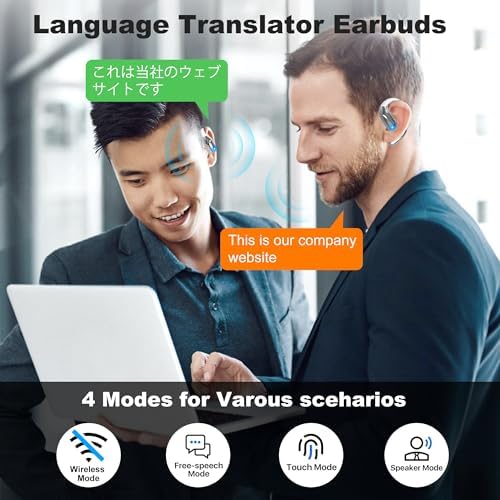 AI-Powered Translation Earbuds for Global Communication: Real-Time Language Converter with 144 Language Support, Bluetooth HD Audio for Travelers and Professionals, Ergonomic Design for All-Day Comfort, Seamlessly Compatible with i OS & Android Devices