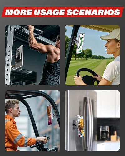 A2C Magnetic Phone Holder for Gym – Aluminum Alloy Base Attach to Metal Surfaces, Gym Phone Mount for MagSafe iPhone 12-16 Series, Ideal Gym Essentials for Workouts Recording – Enhanced Compatibility and Speed