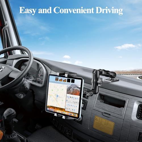 OHLPRO Heavy-Duty Truck Tablet Holder – Secure Adjustable Mount for 5″-13″ Devices like i Pad Pro, Samsung Galaxy & Kindle Fire – Ultimate Dashboard Solution for Enhanced Mobility, Versatility, and Professional Use