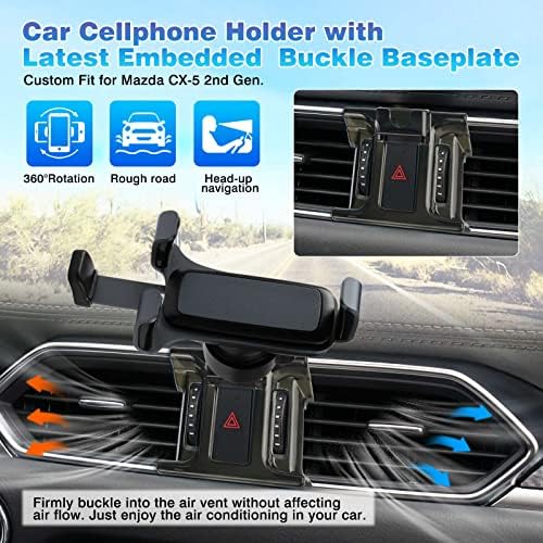 Mazda CX-5 2017-2025 Premium Air Vent Phone Holder – Adjustable Handsfree Mount for All Smartphones, Thick Case Compatible – 360-Degree Rotation for Safe Navigation and Easy Access, Sleek Design for Enhanced Interior Aesthetics