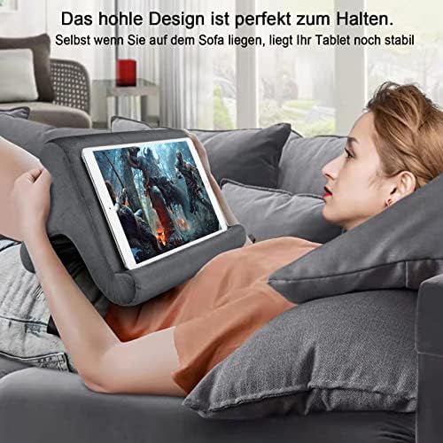 Ergonomic Adjustable Tablet Pillow Stand – Lightweight Multi-Device Holder for Ultimate Comfort on Bed & Sofa, Three Customizable Viewing Angles for i Pad Pro, Kindle, E-Readers, and Smartphones (Gray) – Perfect for Leisure and Hands-Free Use