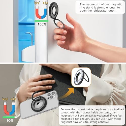 OPSO Magnetic Phone Ring Holder for Mag Safe – 360-Degree Rotating Silicone Finger Grip with Adjustable Kickstand Compatible with i Phone 16/15/14/13/12/Pro/Max & Samsung – Ultimate Hands-Free Essential for Enhanced Device Usability and Stylish Stability