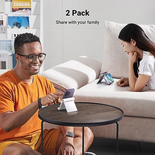 UGREEN Phone Stand 2 Pack Desk Cell Phone Holder Travel Compatible with iPhone 16 Pro Max 15 Plus 14 Pro 13 12 Mini 11 SE XS XR 8 7, Portable Foldable Desktop iPhone Stand Adjustable, Black White – Enhanced Compatibility and Speed
