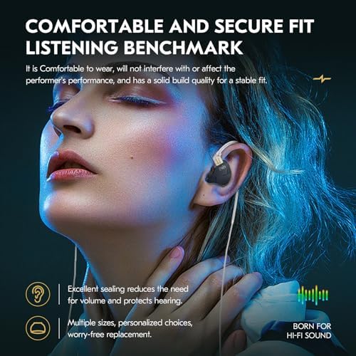 Kinboofi CCZ MC01 High-Performance Wired In-Ear Monitors – Audiophile-Grade 10 mm Dual-Magnet Drivers for Unmatched Sound Clarity – Stylish Black Gaming Earbuds with 5 N OFC Detachable Cable for Ultimate Durability – Superior Sound Isolation and Ergonomic Comfort for Musicians and Everyday Listeners