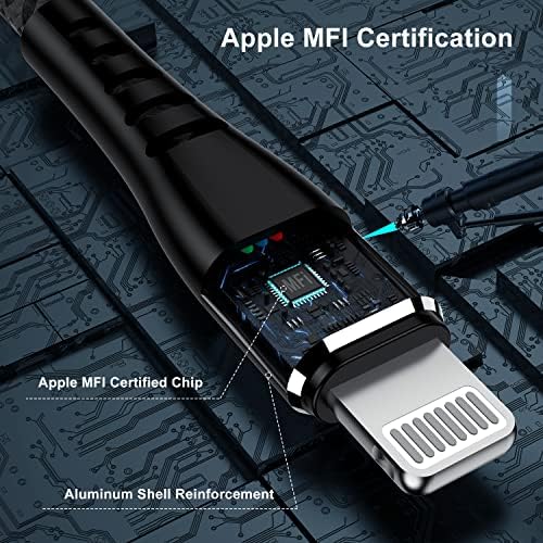 Essri 10 FT Nylon Braided i Phone Charger Cord 2-Pack – Fast Charging Lightning Cable for i Phone 14, 13, 12, 11, X, XS, XR, and 15 – Durable Blue 10 Foot Charging Solution for Ultimate Convenience and Style