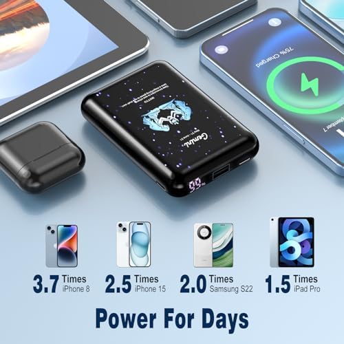 Compact 10000 m Ah Mini Power Bank – Fast Charging Portable USB-C Charger with Virgo Constellation Design for i Phone, Samsung, and Tablets – Ideal Gift for Tech Enthusiasts and Festival Celebrations – Enhanced Portability and Efficiency