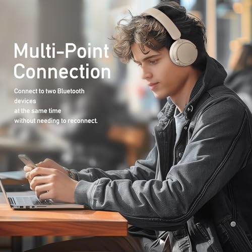 Unleash Premium Sound with H1 Bluetooth 5.3 Wireless On-Ear Headphones – 45-Hour Battery Life & Advanced ENC for Superior Call Clarity – Featherweight Design with Rich Deep Bass and Luxurious Memory Foam Ear Cushions in Sleek White – Perfect for Home, Office, and Travel Audio Enjoyment