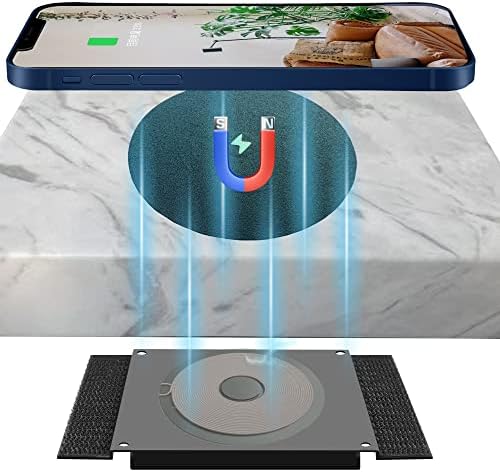 Revolutionize Your Workspace with the Invisible Wireless Charger: Sleek Under-Desk 10 W Charging Pad for Mag Safe i Phone 13/12 – Enhanced Compatibility (5-15 MM) and Fast PD Adapter Included for Effortless Power Management