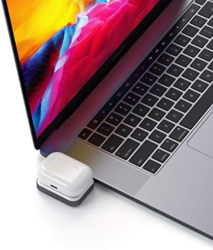Satechi USB-C Wireless Charging Dock for Air Pods Pro & 3/2/1 – Fast, Sleek Charging Station Enhancing Your Workspace – Durable & Lightweight Design for Home, Office, and Travel Use – Effortlessly Power Your Earbuds with Style and Ease