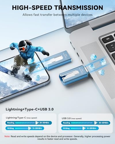 MFi Certified 256 GB Flash Drive – Ultimate Memory Solution for i Phone & i Pad Users, High-Speed Data Transfer for Effortless Photo & Video Backup, Multi-Device Compatibility with Android & PC, Compact USB Thumb Drive for On-the-Go Storage (Black)