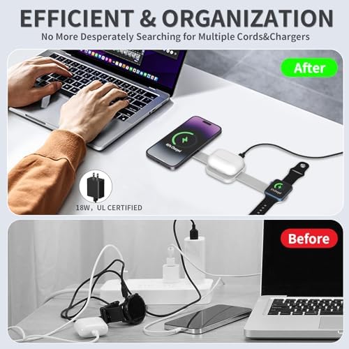 Ultimate 4-in-1 Foldable Wireless Charging Station: Fast Charger for i Phone 11-16, Apple Watch, Air Pods & Galaxy S9-S23 – Portable, Space-Saving Dock with Adapter in Sleek Black for Enhanced Compatibility and Quick Power-Up Solutions