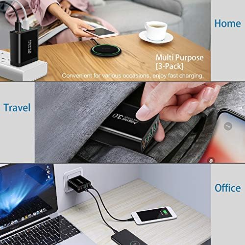 Ultra-Fast 3-Pack 4-Port USB Wall Charger for i Phone, Samsung, Pixel – Multi-Device Power Adapter with Quick Charge 3.0 Technology, Compact Travel Charging Station for Home and Office Use, i Seeker Kit Adapter for Seamless Compatibility and Efficiency