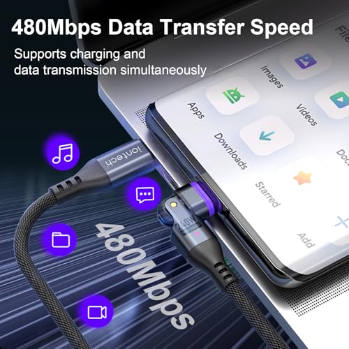 iontech 240W 16Pin USB C Magnetic Charging Cable, 6 in 1 Magnetic Fast Multi Charger, 180° Rotation Data Cable for MacBook Pro iPad, iPhone Samsung Android Phone Tablet Gaming Console (6ft) – Enhanced Compatibility and Speed