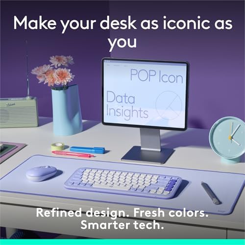 Elevate Your Workspace with the Logitech POP ICON Wireless Bluetooth Keyboard – Stylish Graphite & White Design, Effortless Multi-Device Switching, Comfortable Low-Profile Typing, and Customizable Keys for Enhanced Productivity on Laptops, Tablets, and PCs
