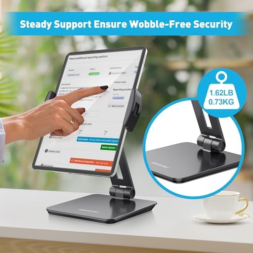 Premium Above TEK 360° Swivel Aluminum Tablet Stand: Adjustable Holder for 4″-15.6″ Devices – Ideal for Retail, POS, and Office Use – Durable Grey Finish for Enhanced Display and User Engagement Solutions