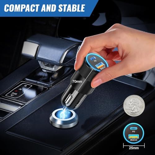 38 W Dual USB-C Car Charger | Fast Charging Multi-Port Adapter | Boxeroo 3-Pack Cigarette Lighter Charger for i Phone 16/15/14/13/12 Pro & Samsung | PD/QC 3.0 Technology for Rapid Power Delivery | Compact, Durable, and Versatile Charging Solution for Road Trips & Daily Commutes | Stay Powered On-the-Go with Enhanced Compatibility and Safety Features