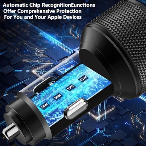 KYOHAYA 90 W Car Charger Bundle – 4-Port USB-C & USB-A Fast Charging Adapter for i Phone 16/15/14/13/12/11 Pro, Galaxy S25/S24, Google Pixel – High-Speed Dual Charging Solution for Road Trips and Daily Commutes – Durable, Compact Design for Enhanced Compatibility and Performance