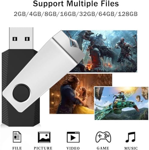 Wooolken 10-Pack 4 GB USB Flash Drives with Lanyards – Vibrant Swivel Memory Sticks for Effortless Data Storage and Backup, Ideal for Home and Office Use, USB 2.0 Compatibility for Quick File Transfers