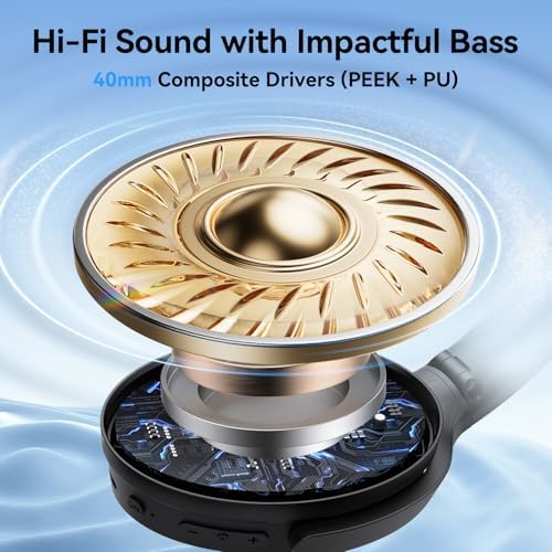 Transform Your Listening Journey with Ear Fun Wave Life Over-Ear Headphones – Premier Hybrid Active Noise Cancelling, Next-Gen Bluetooth 5.4, Enhanced AI Call Clarity, Immersive Deep Bass, 60-Hour Battery for Extended Use, Luxurious Comfort Design, Personalized EQ Adjustments, and Smooth Multipoint Connectivity for Effortless Device Transitioning. Experience superior sound quality tailored for both audiophiles and casual listeners, perfect for long commutes or home office setups. Enjoy a premium blend of noise isolation and rich audio that keeps you focused on what you love. Elevate your audio experience today with these meticulously crafted headphones that prioritize comfort and performance, ensuring every note resonates.