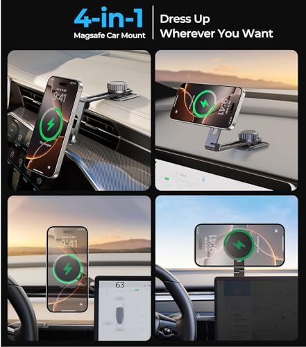 Mag Safe-Compatible Vacuum Suction Car Phone Holder – Versatile Magnetic Mount with Aerospace Alloy Arm for Tesla, Gym, Shower, and Smooth Surfaces – Secure Dashboard/Windshield Screen Solution for i Phone – 360-Degree Rotation for Optimal Viewing Angles and Hands-Free Safety