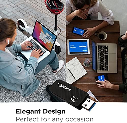 GIGASTONE Z30 128 GB Flash Drive 5-Pack – Ultra-Fast USB 3.2 Gen 1 with 100 MB/s Speed, Sleek Carbon Fiber Finish, Push-Pull Design, Keychain-Compatible for Effortless Data Transfer & Backup Across PC, Mac, TV, & Car Devices