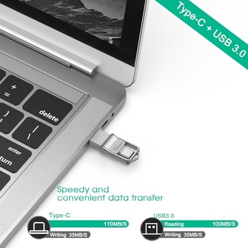 TOPESEL 128 GB Waterproof USB C Flash Drive – Dual USB 3.0 A & Type C Thumb Drive for Seamless Data Transfer on Computer, Mac, Smartphone & Tablet – Compact, Durable OTG Storage Solution for Professionals and Students