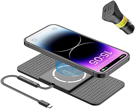 POLMXS Magnetic Wireless Charging Pad – Fast Cordless Charger for i Phone 12/13/14/15 & Air Pods – Sleek Design, Enhanced Stability, and Safety Features for On-the-Go Charging