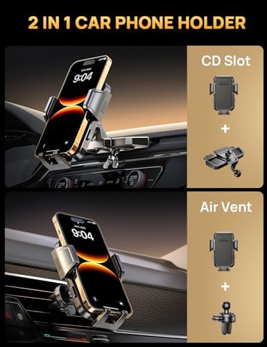 Universal CD Slot Car Phone Mount by GUANDA TECHNOLOGIES – Premium Adjustable Anti-Slip Holder for i Phone & Android Devices with Versatile Air Vent Clip for Safe Navigation and Enhanced Accessibility