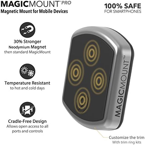Scosche Magic Mount Pro Suction Cup Phone Holder – 2-Pack Magnetic Car Dashboard & Windshield Mount for i Phone, Galaxy & Android Smartphones – Enhanced Stability, 360-Degree Rotation & Sleek Black/Silver Design for Optimal Accessibility & Safety