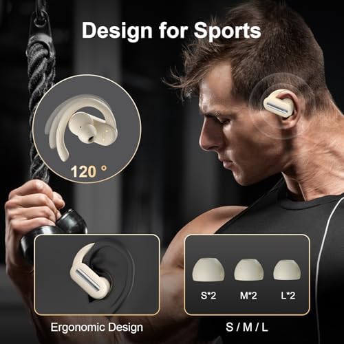 Vibe Haven Bluetooth 5.4 Sports Earbuds: Ultra-Lightweight IPX7 Waterproof Wireless Headphones with Secure Earhooks, Enhanced ENC Noise Cancellation for Superior Call Clarity – Ideal for Active Lifestyles, Intense Workouts, and Daily Commutes – Ergonomically Designed for Comfort and Unrivaled Sound Quality